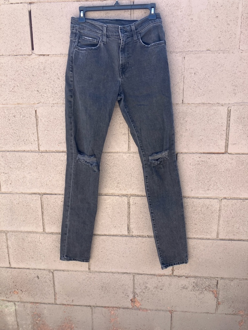Joe's Jeans Charcoal Skinny Jeans with Knee Distress